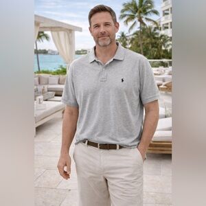 Polo Ralph Lauren Gray Classic Pony Logo Polo Shirt Men’s XL Cotton Short Sleeve